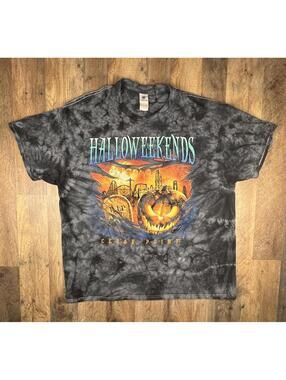Y2K Cedar Point Halloweekends Tie Dyed Short Sleeve Tee T-Shirt XL Colortone .